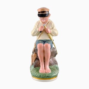 Figurine Jeune Garçon Vintage en Porcelaine à Glaçage de Royal Copenhagen
