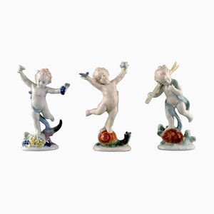 Ilmenau Porcelain Dancing Children Figurines, 1970s, Set of 3