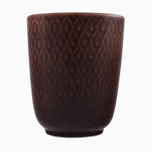 Vase Vintage Marselis en Faïence avec Motif Géométrique par Nils Thorsson pour Alumina