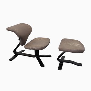 Set of Vintage Norwegian Armchair and Footrest from Stokke, 1970s