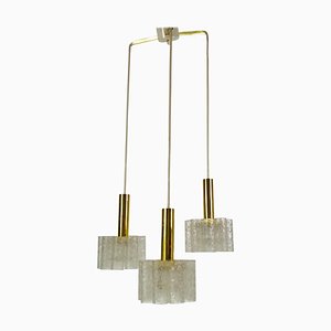 German Crystal Ice Glass Cascade Pendant Lamp from Doria Leuchten, 1960s