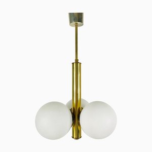 Mid-Century Modern Space Age Golden 3-Arm Chandelier from Kaiser Leuchten, 1960s