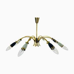 Large Brass 8-Arm Sputnik Chandelier, 1950s