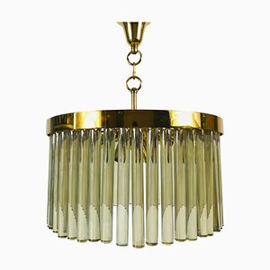 Golden Gilded Brass and Crystal Glass Chandelier by Christoph Palme, 1960s