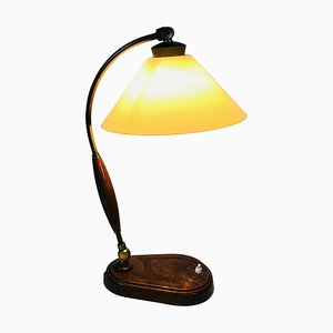 Deutsche Art Deco Tischlampe aus Holz, 1940er