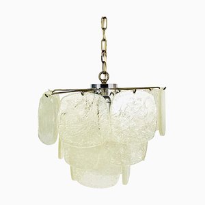 Lámpara de araña alemana de cristal hielo, años 60