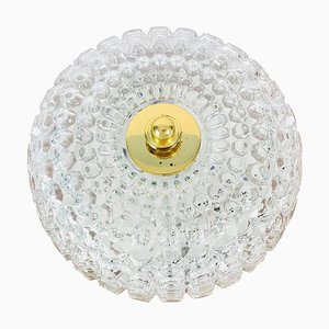 German Crystal Glass Round Flush Mount from Glashütte Limburg, 1960s