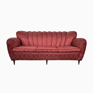 Mid-Century Italian Red and Gold 3-Seater Sofa by Paolo Buffa, 1950s