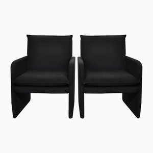 Fauteuils Noirs Vintage, Italie, 1970s, Set de 2