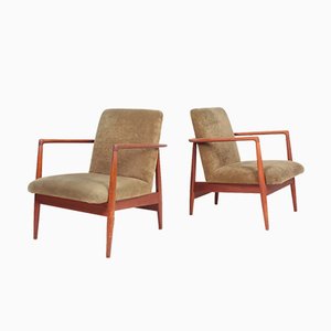 Set aus Teak & Samt Sesseln von CB Hansen, 1950er