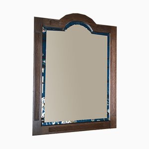Espejo de cristal lijado con marco de madera, años 60