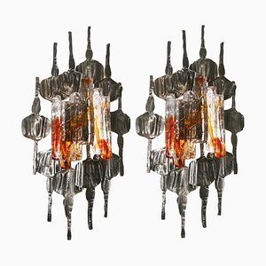 Swedish Large Brutalist Wall Sconces, 1960s, Set of 2