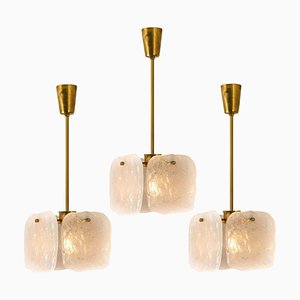 Ice Glass Pendant Light by J.T. Kalmar, 1960s