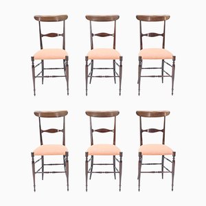 Chaises de Salon en Noyer par Fratelli Levaggi pour Campanino Chiavari, 1950s, Set de 6