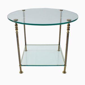 Table Basse Ronde en Verre et Laiton, Italie, 1970s