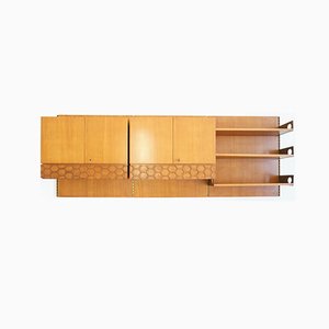 Italian Suspended Wall Bookshelf with Cabinets and Drawers from La Permanente Mobili Cantù, 1960s