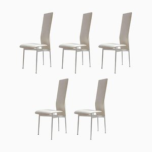 Vintage Italian Leather Dining Chairs by Giancarlo Vegni for Interna, 1982, Set of 5