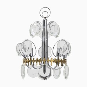 Clear Crystal Disc Chandelier from Vistosi, 1960s