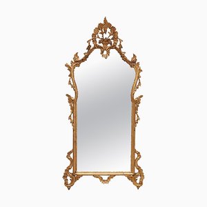 Espejo francés Rococó de madera dorada, siglo XIX