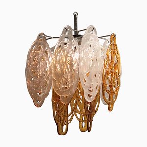 Italian Brown and White Murano Glass Pendant Lamp, 1960s