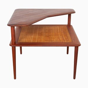 Dänischer Couchtisch aus Teak und Schilfrohr von Peter Hvidt für France & Daverkosen, 1950er