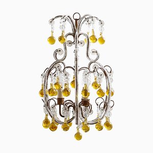 Lámpara de araña francesa Regency con cuentas de cristal, años 20