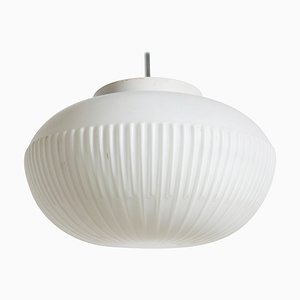 Danish White Opaline Glass Pendant Lamp from Fog & Mørup, 1954