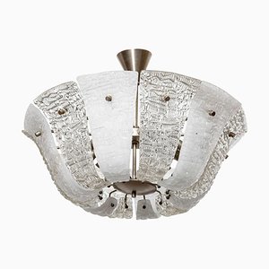 Large Textured Ice Glass Chandelier from Kalmar, 1950s