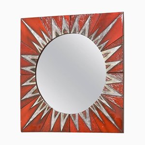 Ceramic Sunburst Mirror by Oswald Tieberghien, 1960s