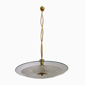 Mid-Century Brass and Glass Church Chandelier by Pietro Chiesa for Fontana Arte, 1940s