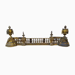 Caminetto Andiron in stile Luigi XVI in bronzo dorato