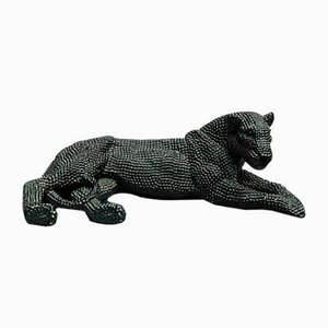 Schwarzer glänzender Löwe aus Polyresine von Zenza Art & Deco