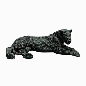 Shiny Black Lion in Polyresine by Zenza Art & Deco