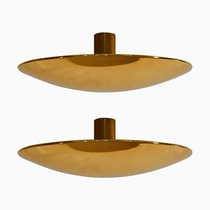Large Brass Minimal Flush Mount Ceiling or Wall Light by Florian Schulz, 1970s