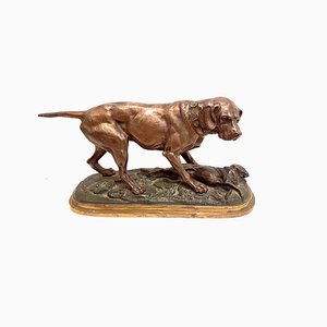 French Bronze Hunting Dog Sculpture Attributed to Pierre-Jules Mêne, 1890s
