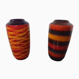 Große Fat Lava Keramik Vasen von Scheurich, 1970er, 2er Set