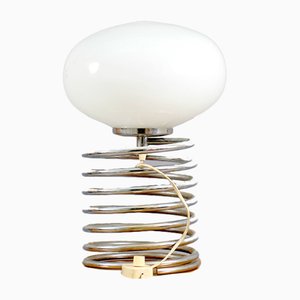 Mid-Century Chromium and Oval Opaline Glass Shade Table Lamp from De Nieuwe Honsel