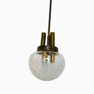 Lampade da soffitto in ottone e vetro, anni '50, set di 2