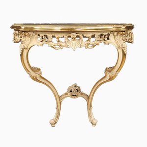 Italian Louis XV Style Console Table in Lacquered & Gilded Wood, 1960s