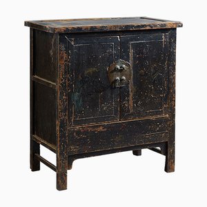 Antique Chinese Side Cabinet in Black Lacquer