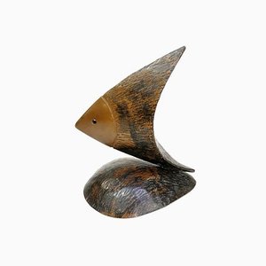 Handmade Patinated Copper Fish Sculpture, 1970s
