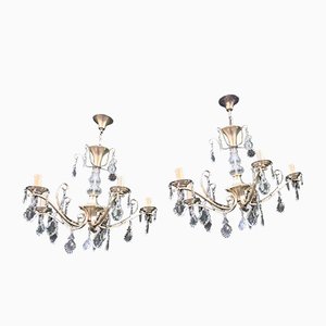 Crystal Chandeliers, 1960s, Set of 2