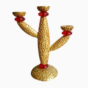 Französischer Kerzenhalter aus Vergoldeter Bronze von Richard Lauret für Fondica, 1990er