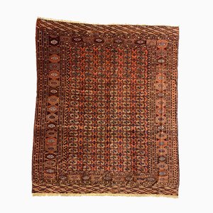 Tappeto Tekke antico turkmeno rosso, nero e beige