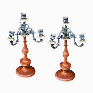 Mid-Century French Candleholders, Set of 2