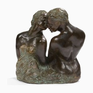 Patinated Bronze Sculpture of a Couple in Love by Juliette Choukroun