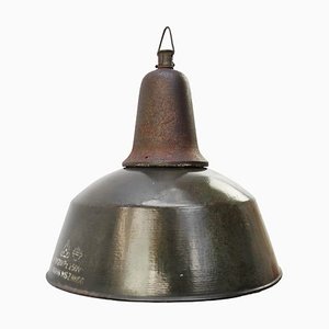 Lampe à Suspension Industrielle Vintage en Émail Marron