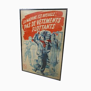 Póster con marco vintage de l'Organisme Professionnel de Sécurité du Bâtiment et des Travaux Publics, años 40