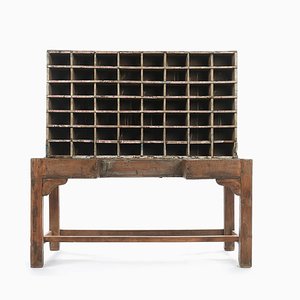Wooden Postal Sorting Cabinet with 56 Compartments