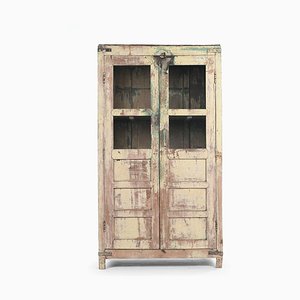 Glass Wardrobe in Patinated Wood